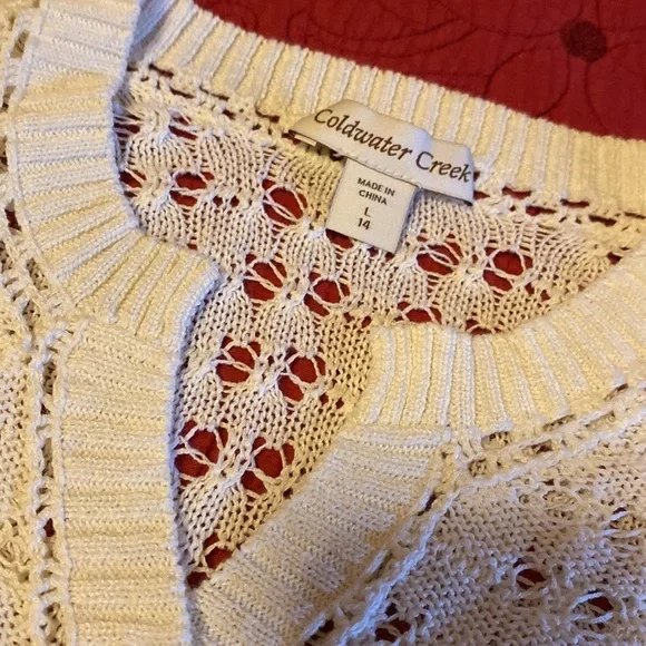 Coldwater Creek pointelle cardigan, size L (14) - Picture 2 of 11